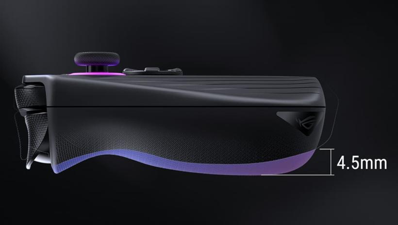 ROG Ally X のグリップ断面。旧型より4.5mm肉厚になった形状
