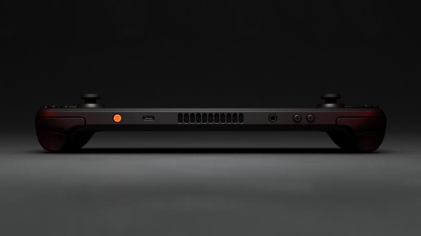 Steam Deck OLED 上面の排気口と端子部